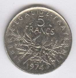 Francia 5 Francs de 1974