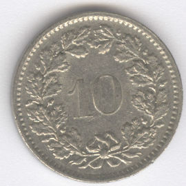 Suiza 10 Rappen de 1970