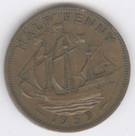 Inglaterra 1/2 Penny de 1959