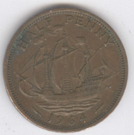 Inglaterra 1/2 Penny de 1964