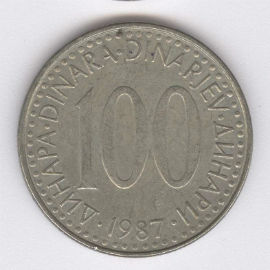 Yugoslavia 100 Dinara de 1987